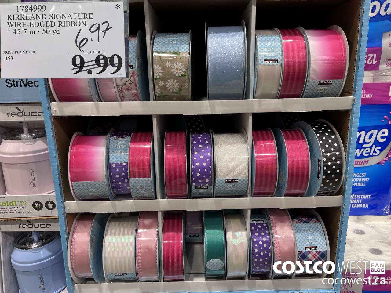 1784999 KIRKLAND SIGNATURE WIRE-EDGED RIBBON 45.7M / 50 YD $6.97