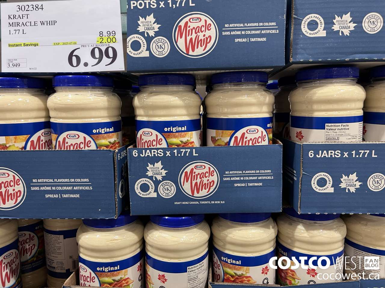302384 KRAFT MIRACLE WHIP 1.77 L ($2.00 INSTANT SAVINGS EXPIRES ON 2025-07-06) $6.99