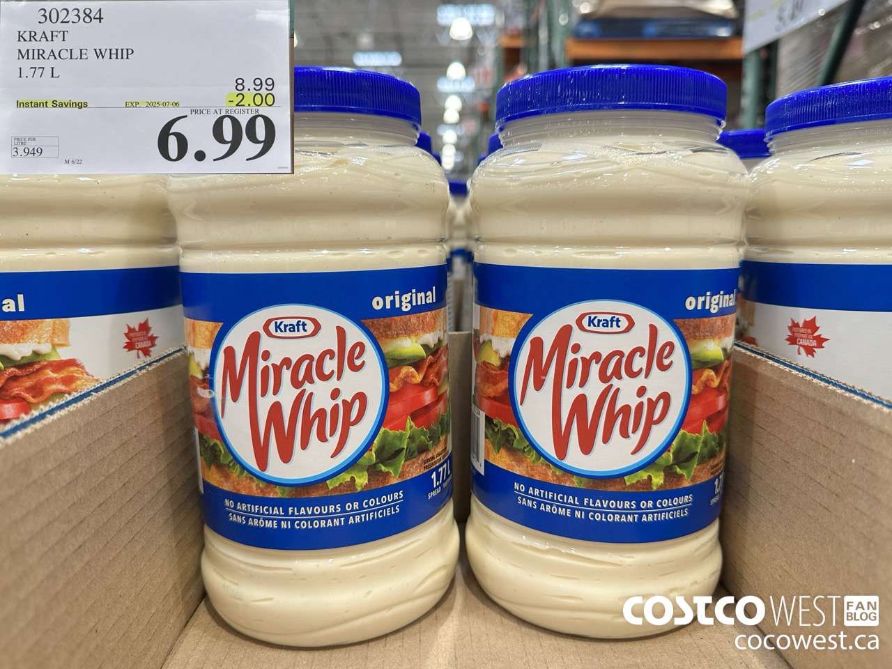 302384 KRAFT MIRACLE WHIP 1.77 L ($2.00 INSTANT SAVINGS EXPIRES ON 2025-07-06) $6.99