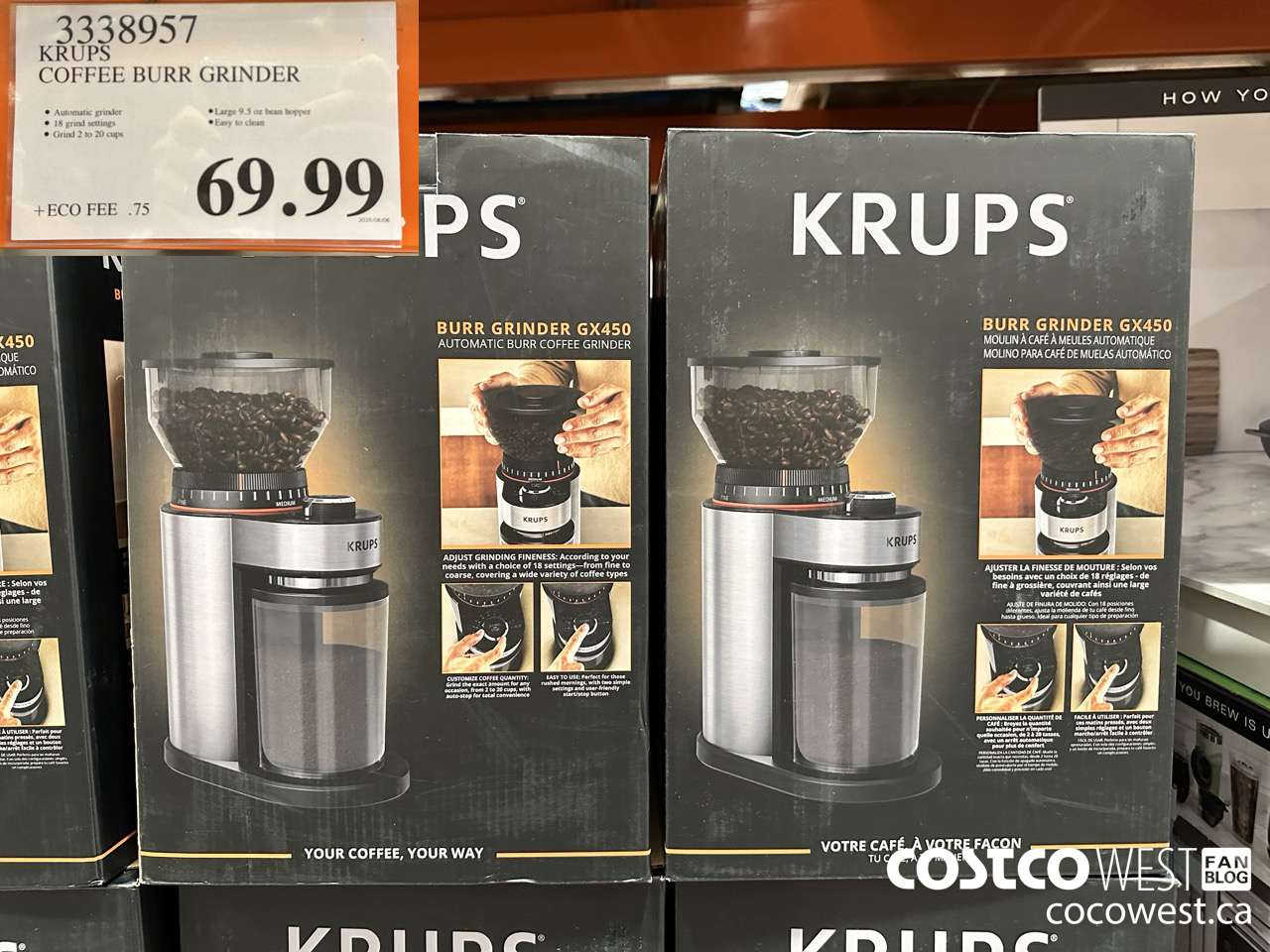 3338957 KRUPS COFFEE BURR GRINDER $69.99