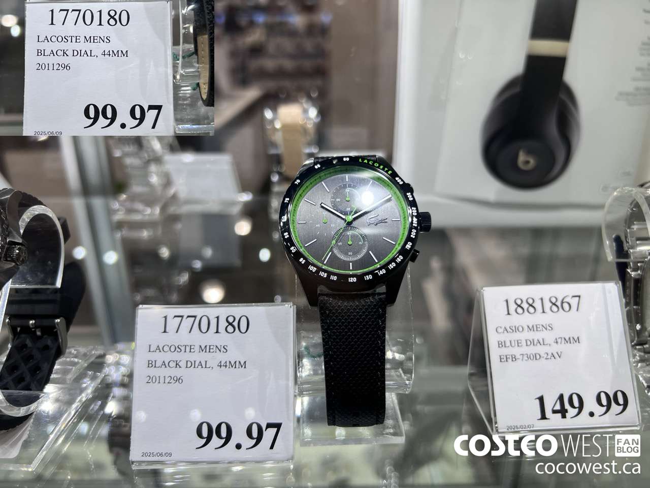 1770180 LACOSTE MENS BLACK DIAL 44MM 2011296 $99.97