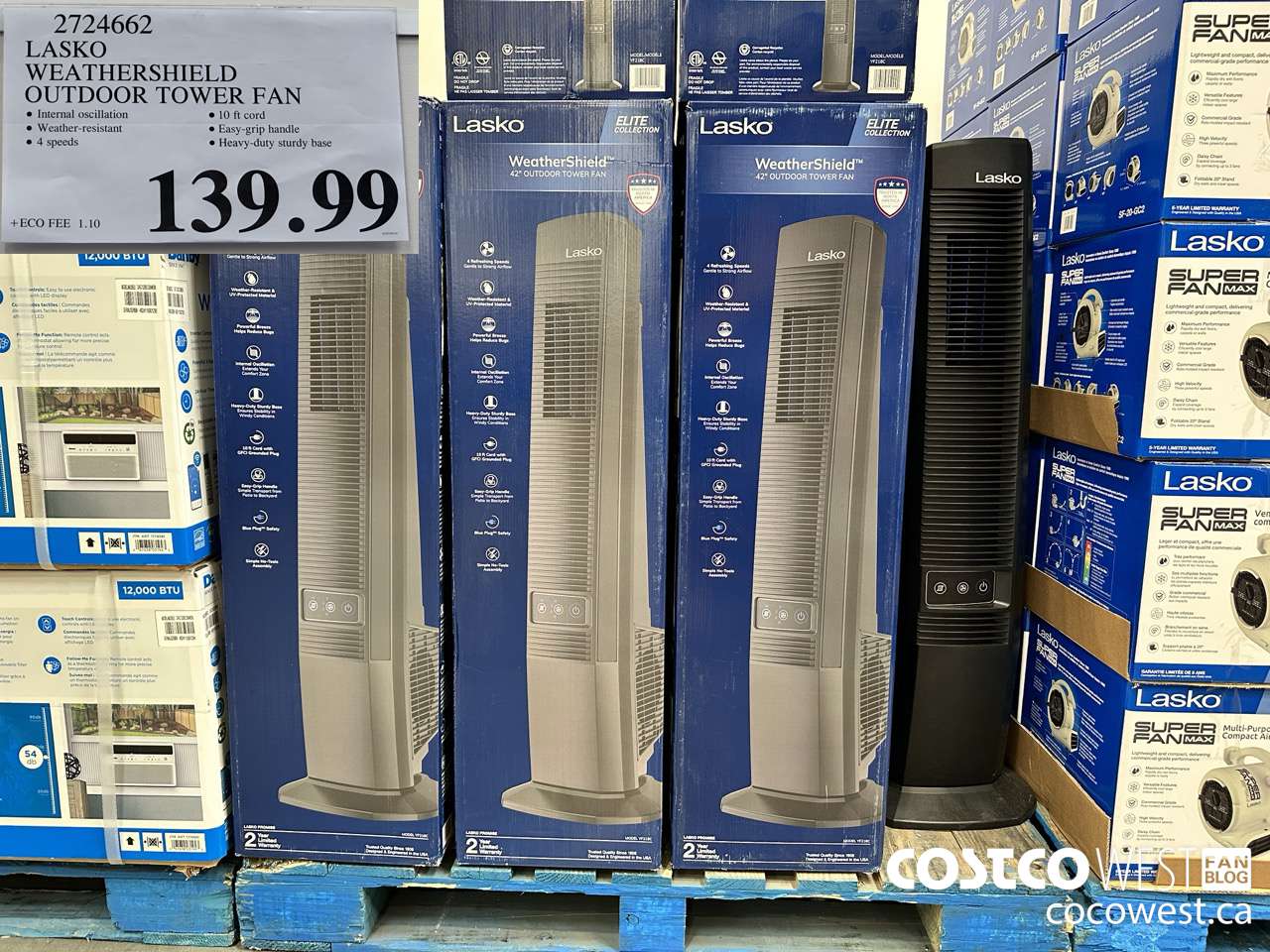 2724662 LAKSO WEATHERSHIELD OUTDOOR TOWER FAN $139.99