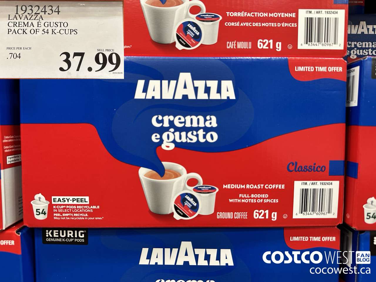 1932434 LAVAZZA CREMA E GUSTO PACK OF 54 K-CUPS $37.99