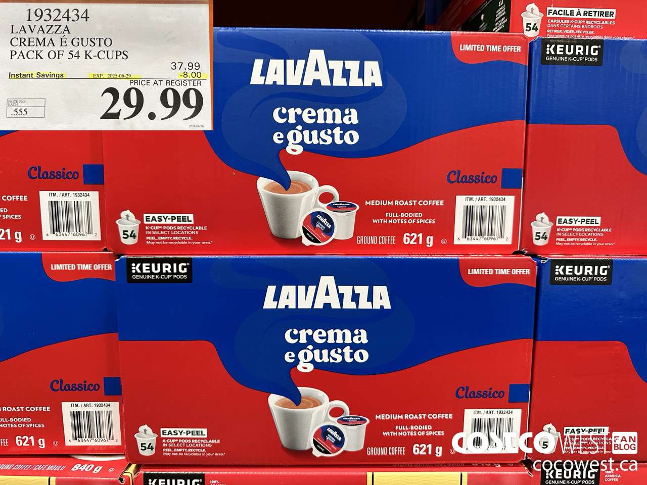 1932434 LAVAZZA CREMA E GUSTO PACK OF 54 K-CUPS ($8.00 INSTANT SAVINGS EXPIRES ON 2025-06-29) $29.99