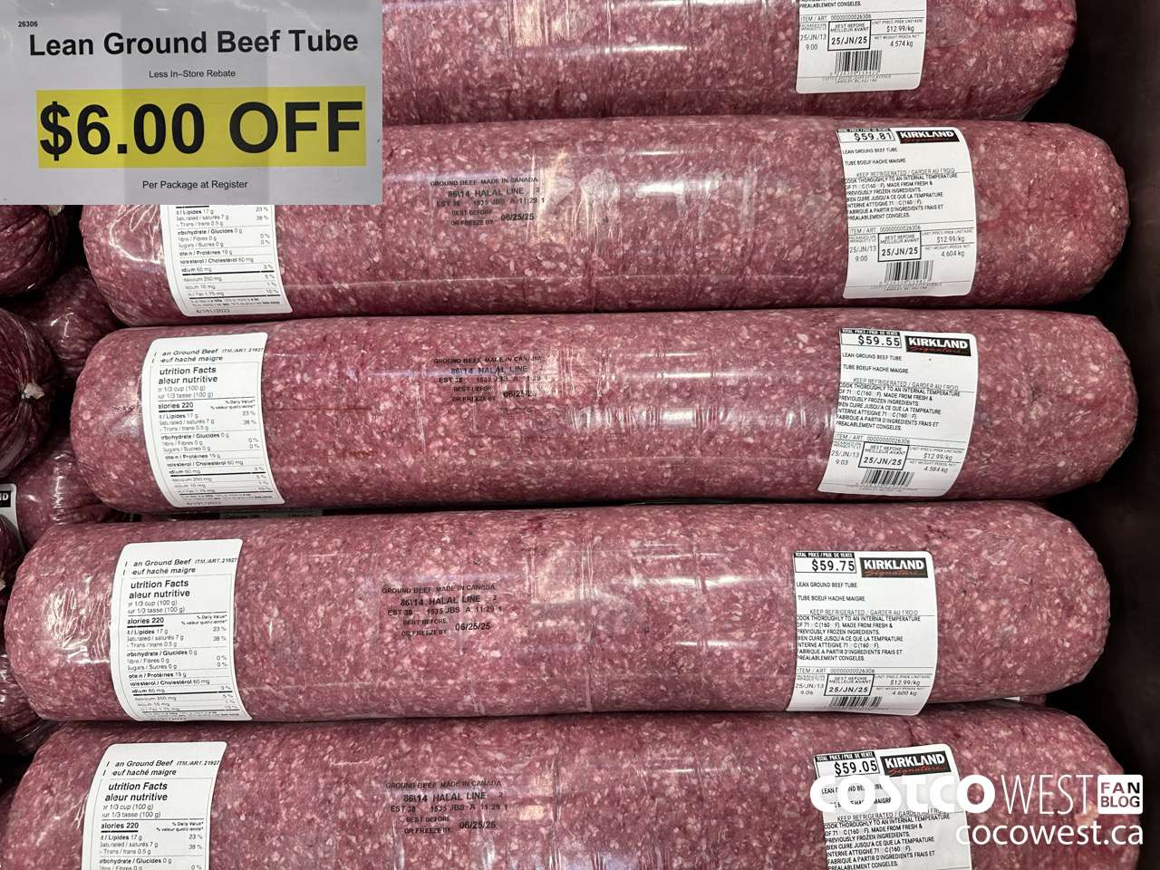 26306 LEAN GROUND BEEF TUBE ($6.00 INSTANT SAVINGS)