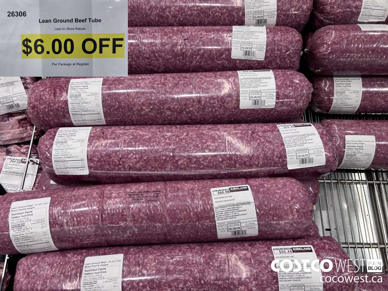 26306 LEAN GROUND BEEF TUBE ($6.00 INSTANT SAVINGS)
