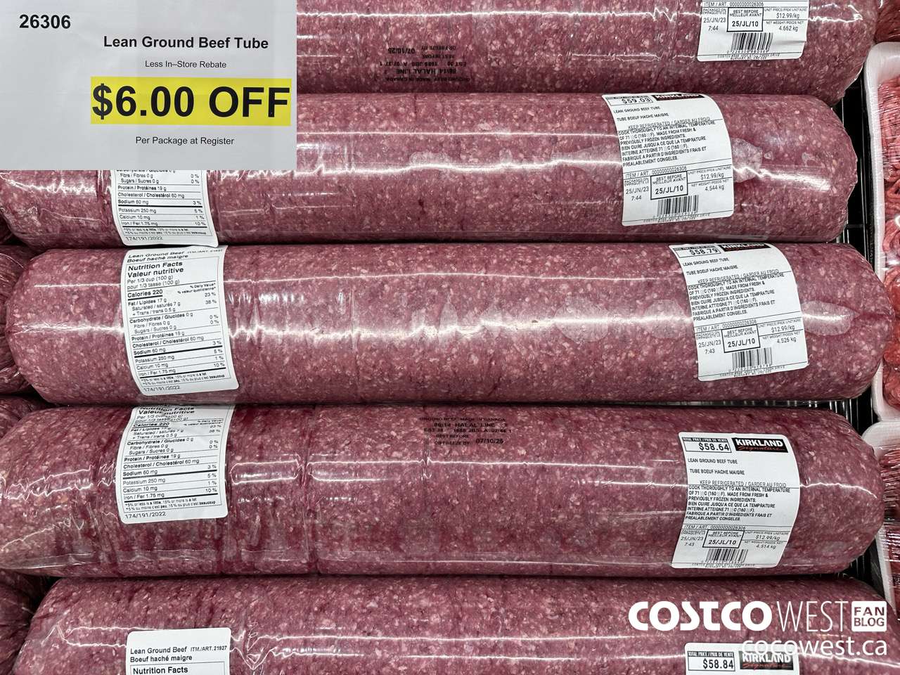 26306 LEAN GROUND BEEF TUBE ($6.00 INSTANT SAVINGS)