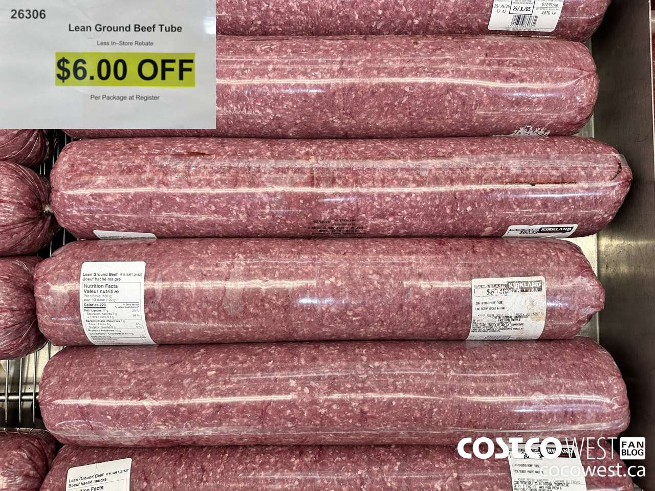 26306 LEAN GROUND BEEF TUBE ($6.00 INSTANT SAVINGS)