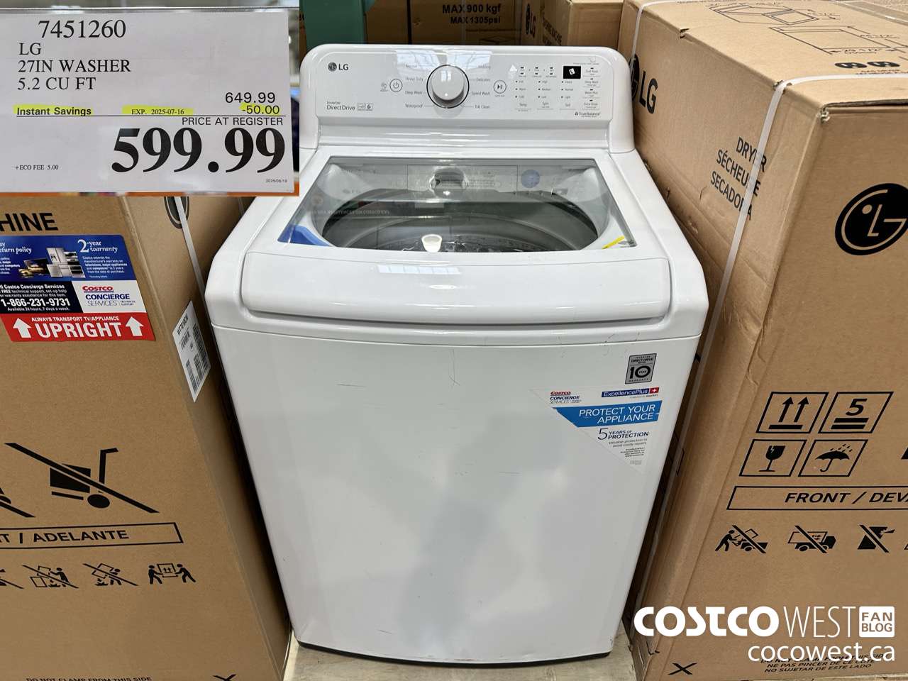7451260 LG 27IN WASHER 5.2 CUFT ($50.00 INSTANT SAVINGS EXPIRES ON 2025-07-16) $599.99