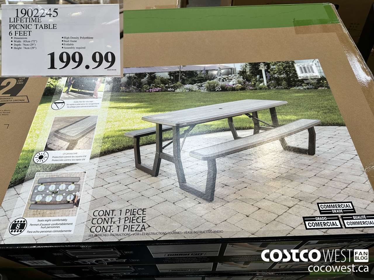 1902245 LIFETIME PICNIC TABLE 6 FEET $199.99