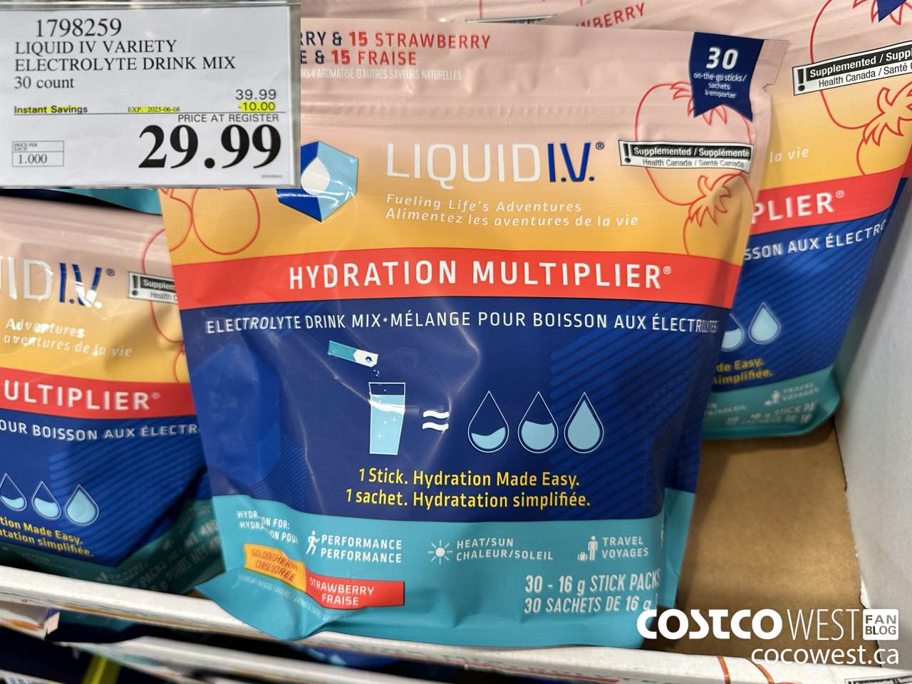 1798259 LIQUID IV VARIETY ELECTROLYTE DRINK MIX 30 COUNT ($10.00 INSTANT SAVINGS EXPIRES ON 2025-06-08) $29.99