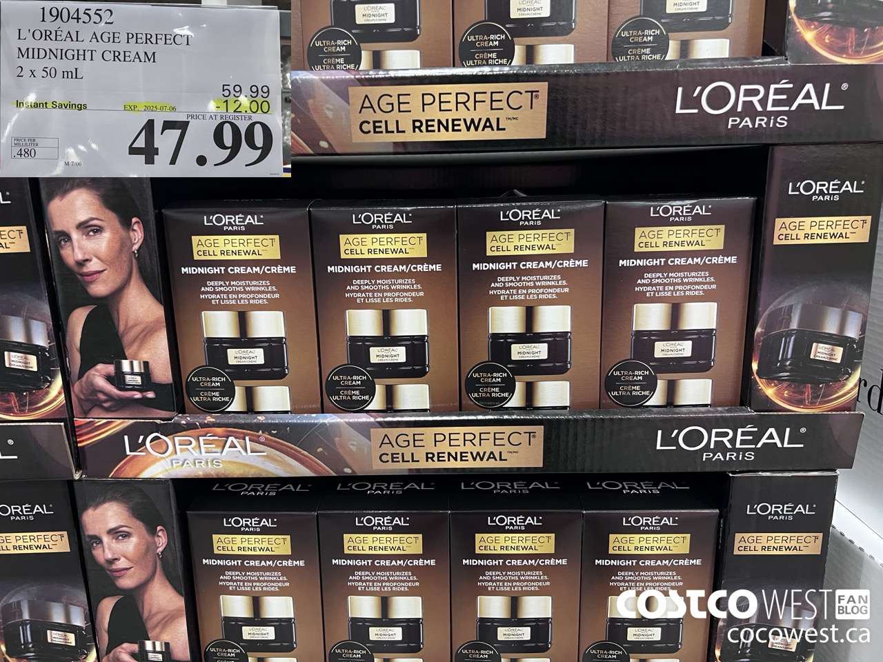 1904552 L'OREAL AGE PERFECT MIDNIGHT CREAM 2 X 50ML ($12.00 INSTANT SAVINGS EXPIRES ON 2025-07-06) $47.99