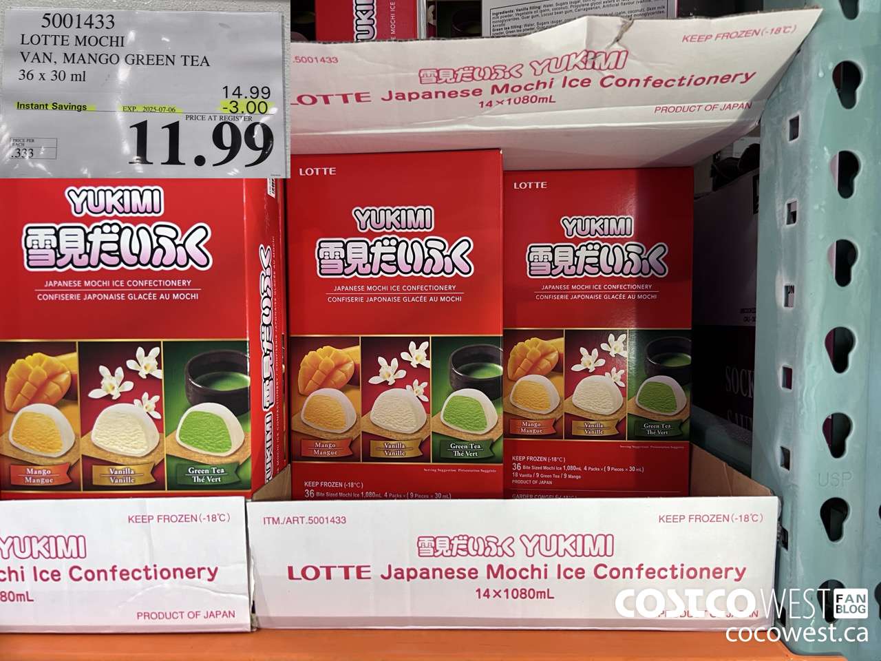 5001433 LOTTE MOCHI VAN, MANGO GREEN TEA 36 X 30 ML ($3.00 INSTANT SAVINGS EXPIRES ON 2025-07-06) $11.99