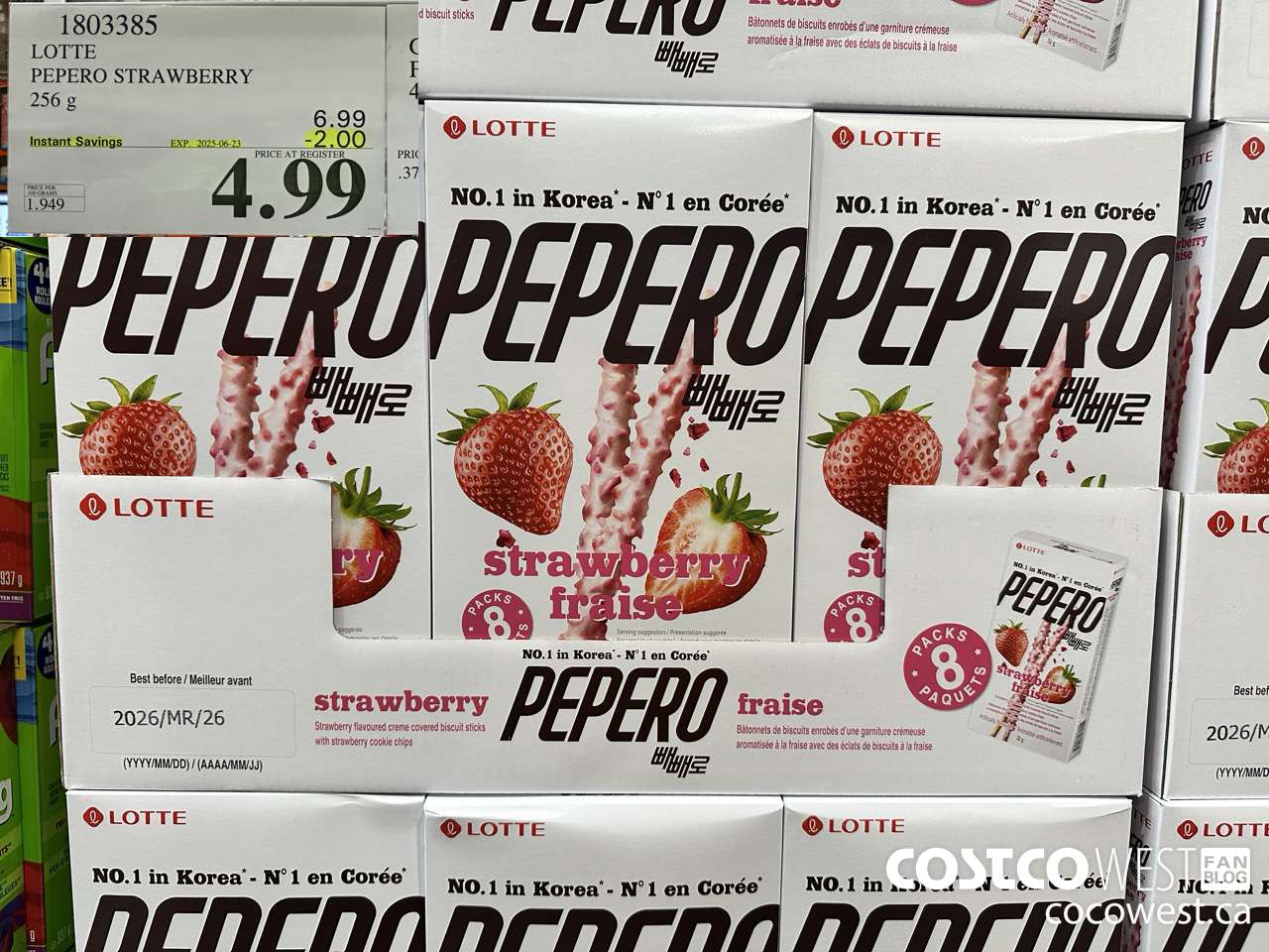 1803385 LOTTE PEPERO STRAWBERRY 8 X 32G ($2.00 INSTANT SAVINGS EXPIRES ON 2025-06-23) $4.99