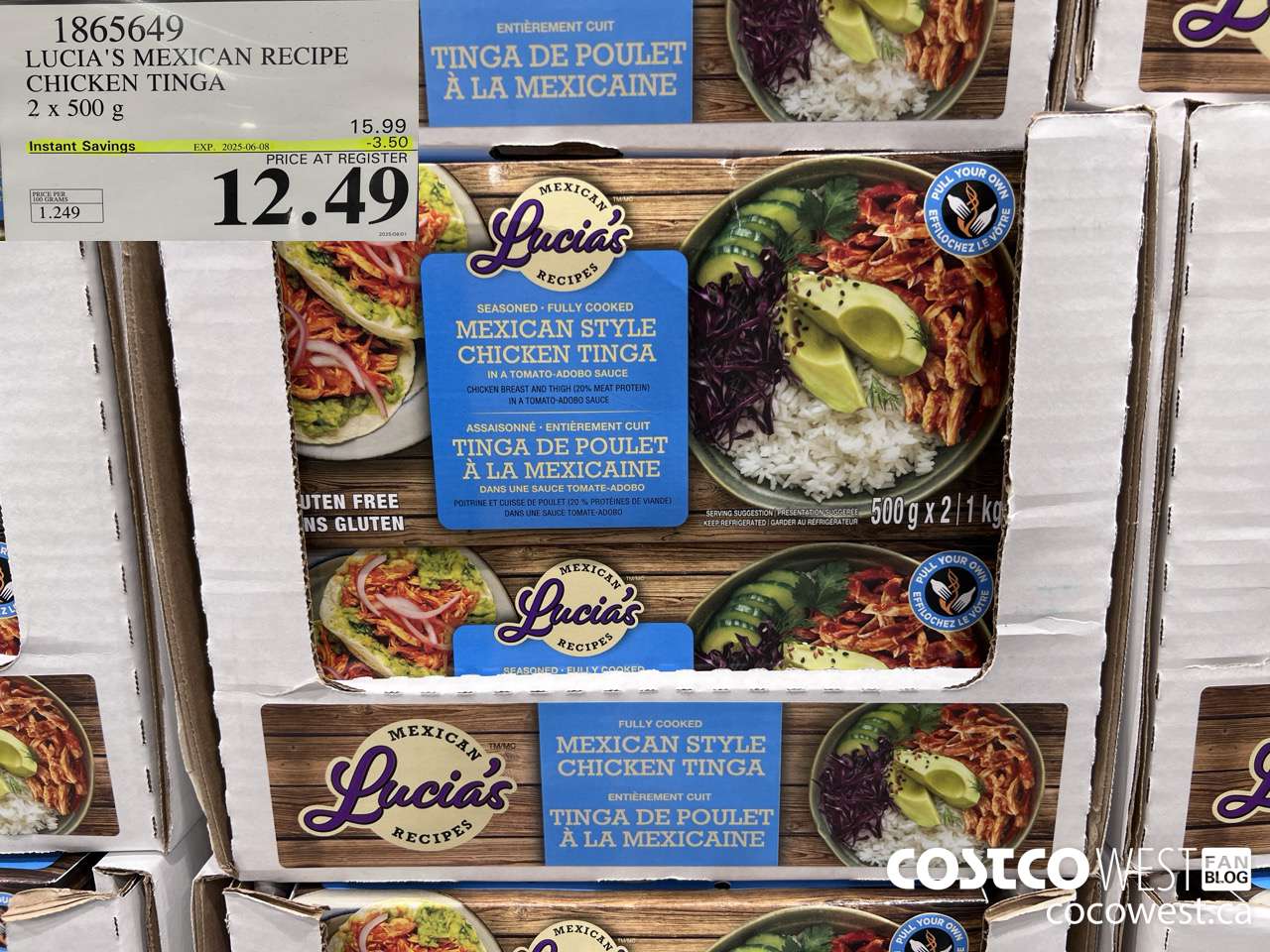 1865649 LUCIA'S MEXICAN RECIPE CHICKEN TINGA 2 X 500G ($3.50 INSTANT SAVINGS EXPIRES ON 2025-06-08) $12.49