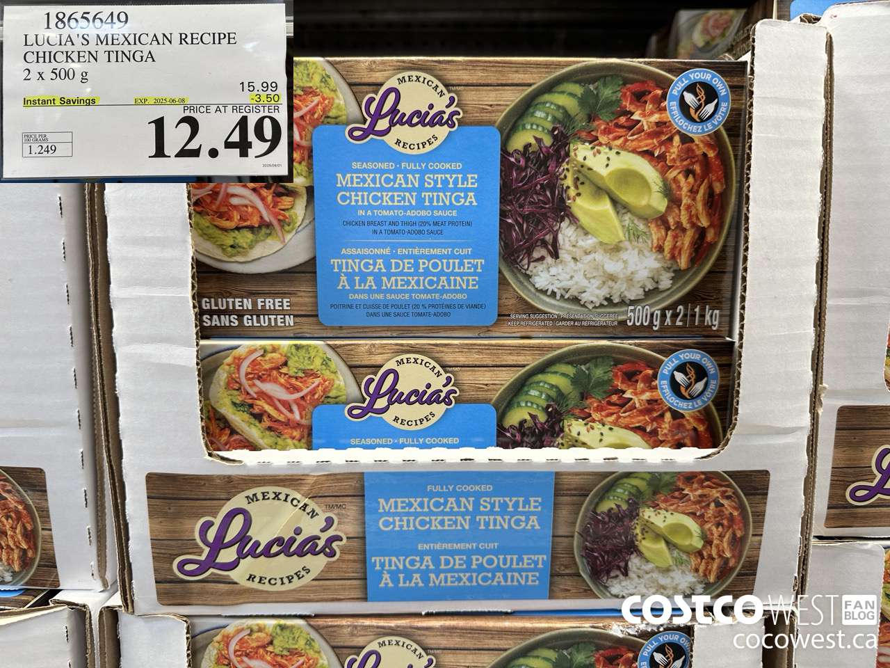 1865649 LUCIA'S MEXICAN RECIPE CHICKEN TINGA 2 X 500G ($3.50 INSTANT SAVINGS EXPIRES ON 2025-06-08) $12.49