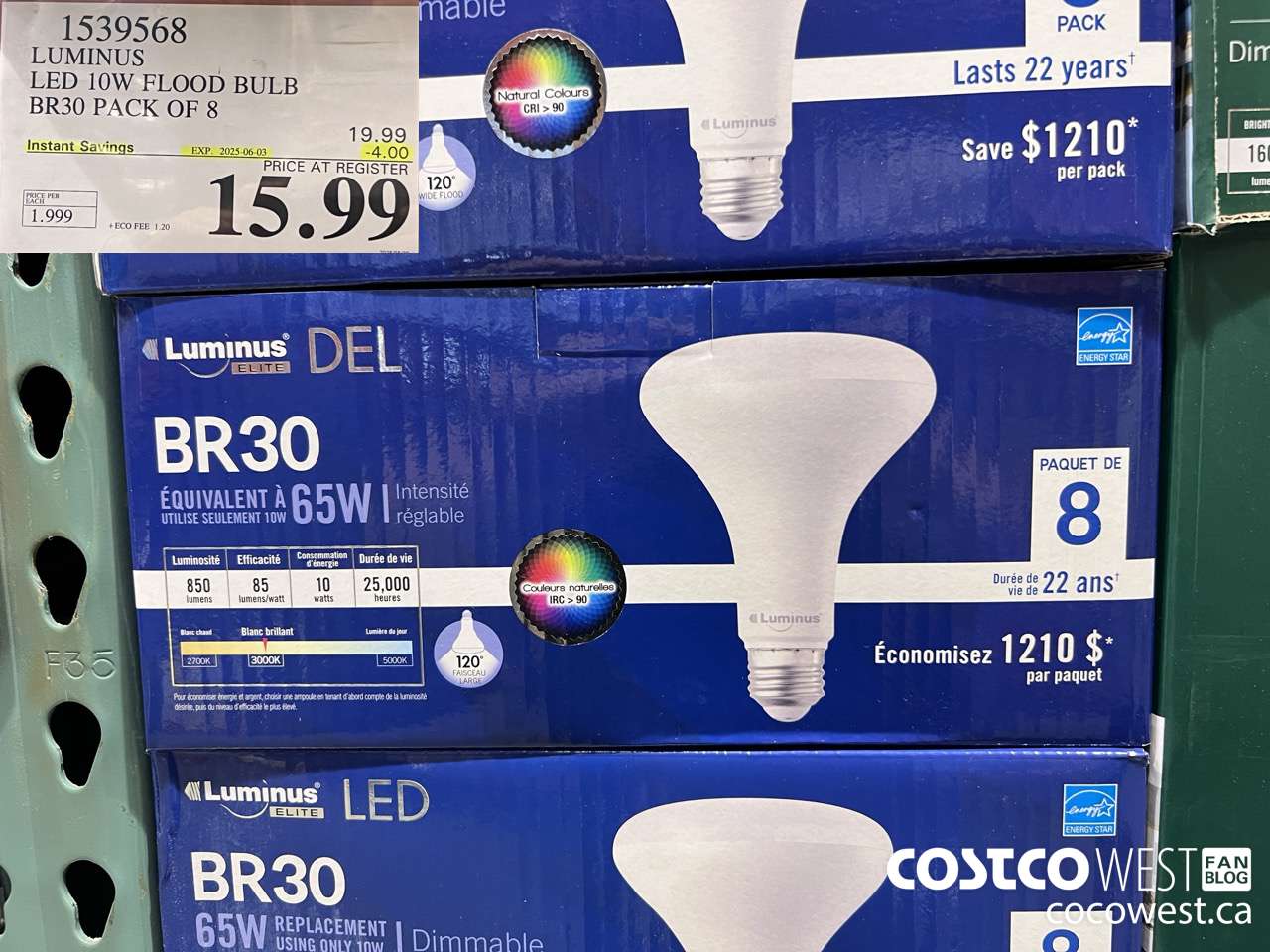 1539568 LUMINUS LED 10W BR30 FLOOD 8pk ($4.00 INSTANT SAVINGS EXPIRES ON 2025-06-03) $15.99