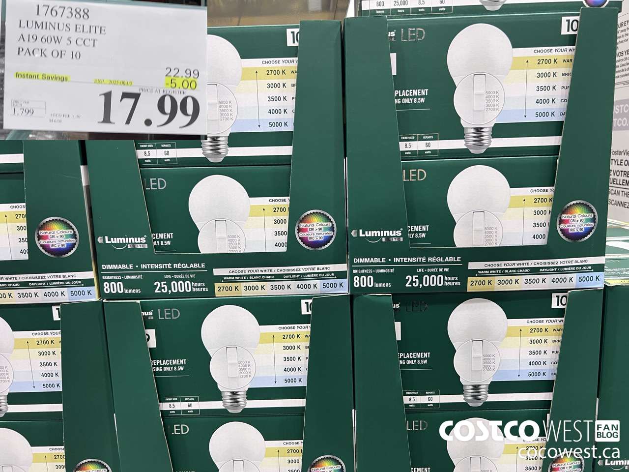 1767388 LUMINUS LED A19 BULB PACK OF 10 ($5.00 INSTANT SAVINGS EXPIRES ON 2025-06-03) $17.99
