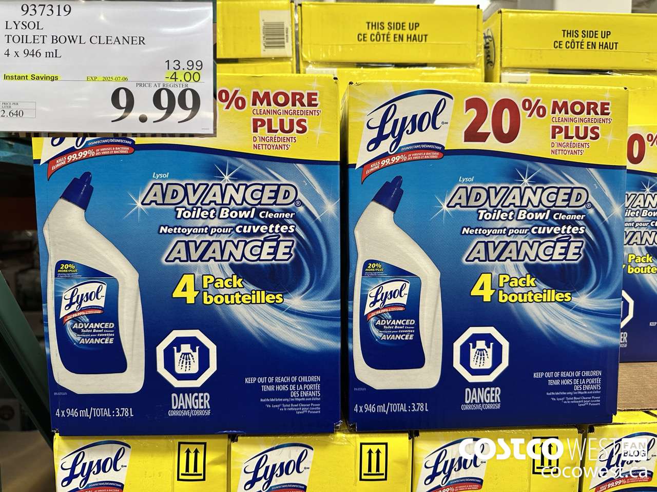937319 LYSOL TOILET BOWL CLEANER 4 x 946 ML ($4.00 INSTANT SAVINGS EXPIRES ON 2025-07-06) $9.99