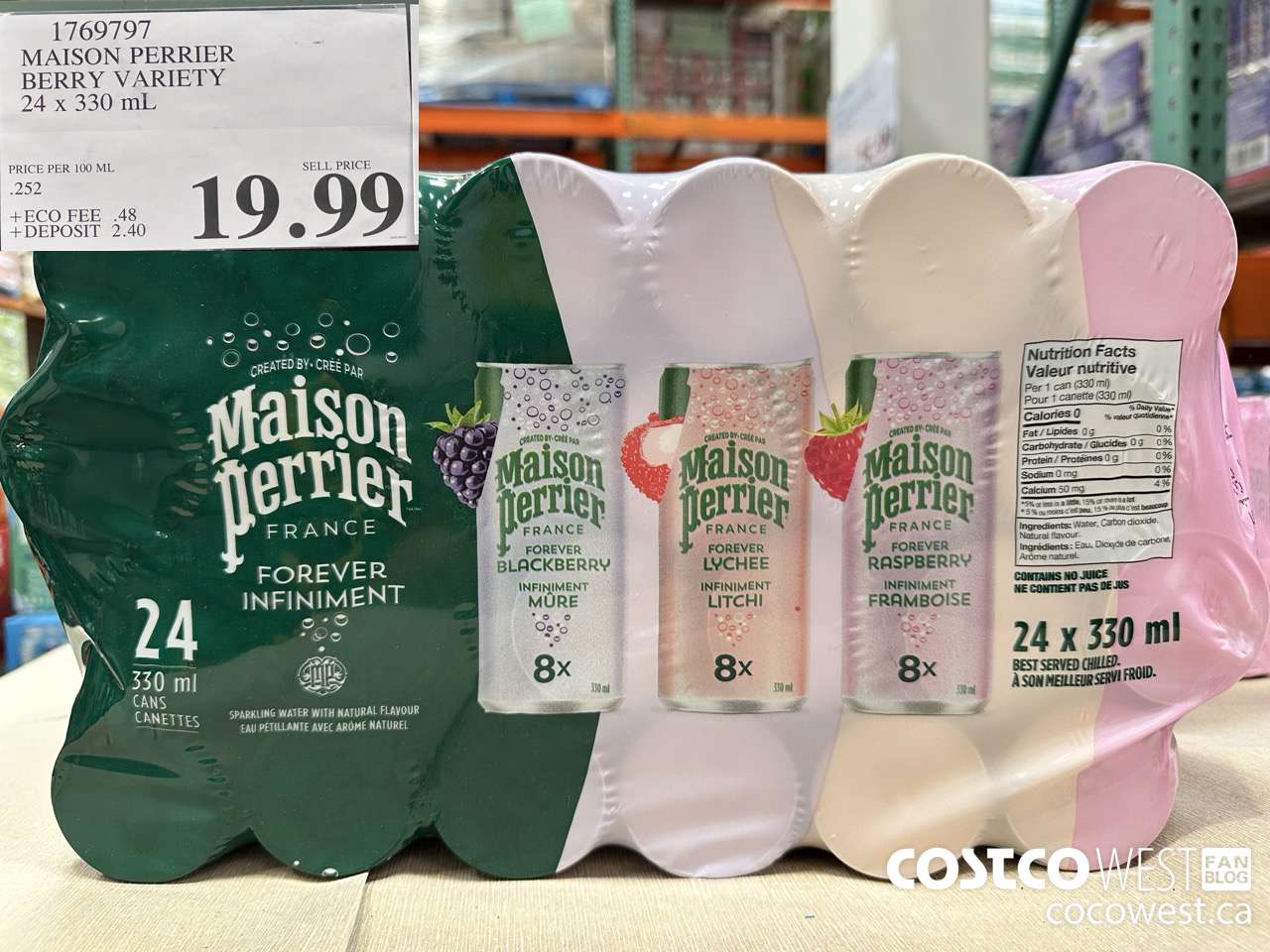 1769797 MAISON PERRIER BERRY VARIETY 24 X 330ML $19.99