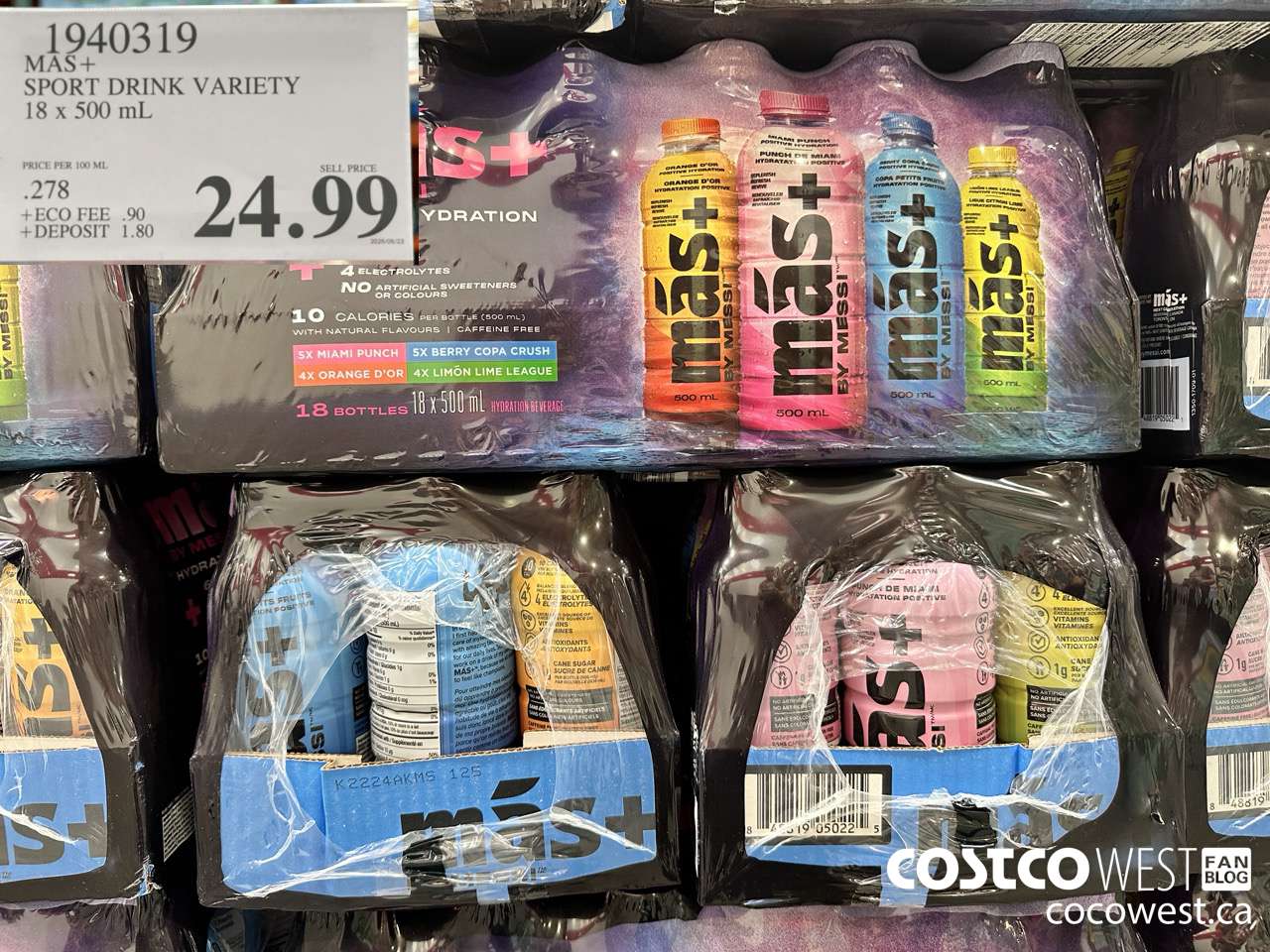 1940319 MAS+ SPORT DRINK VARIETY 18 X 500ML $24.99