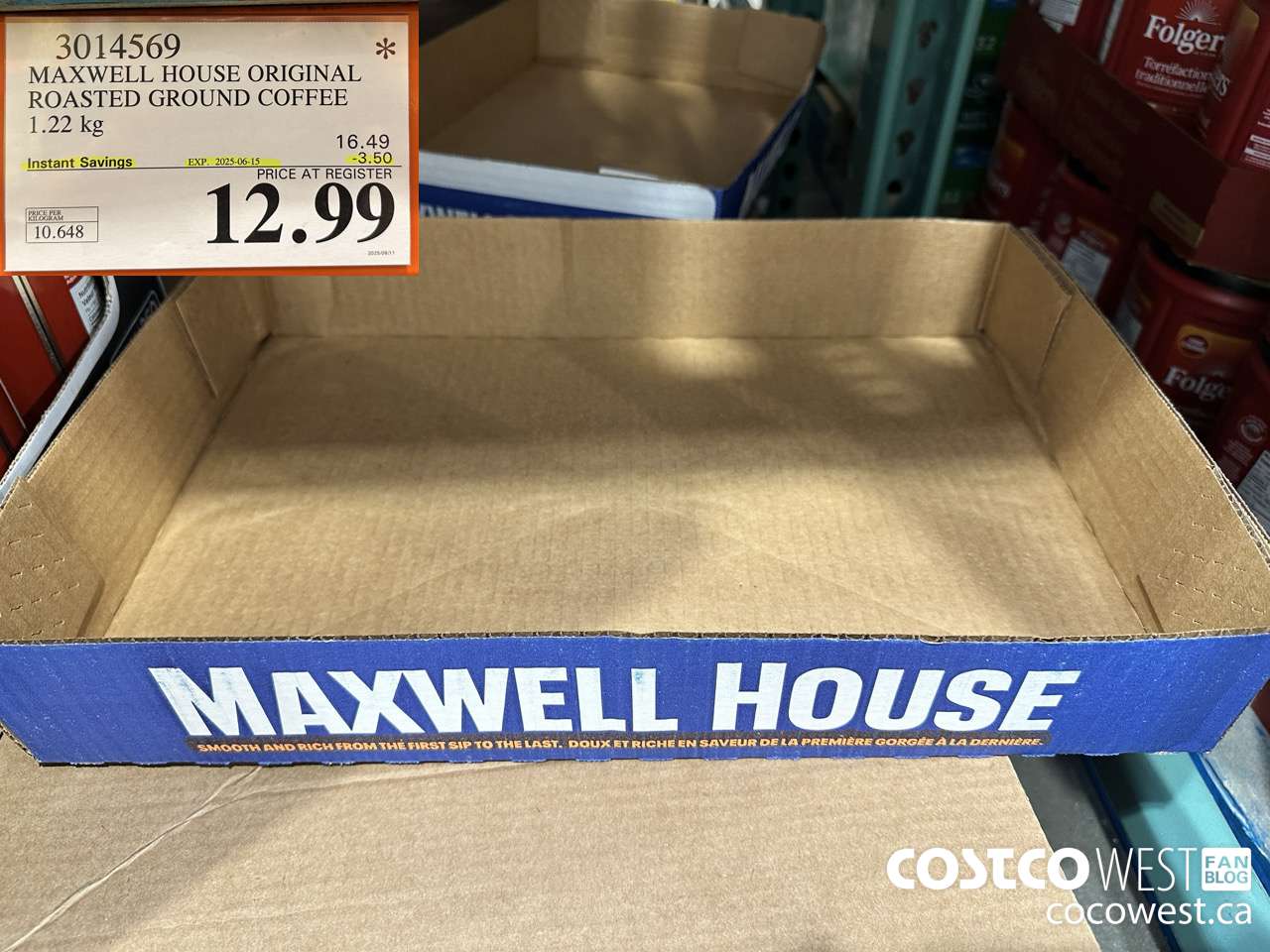 3014569 MAXWELL HOUSE ORIGINAL ROASTED GROUND COFFEE 1.22KG ($3.50 INSTANT SAVINGS EXPIRES ON 2025-06-15) $12.99