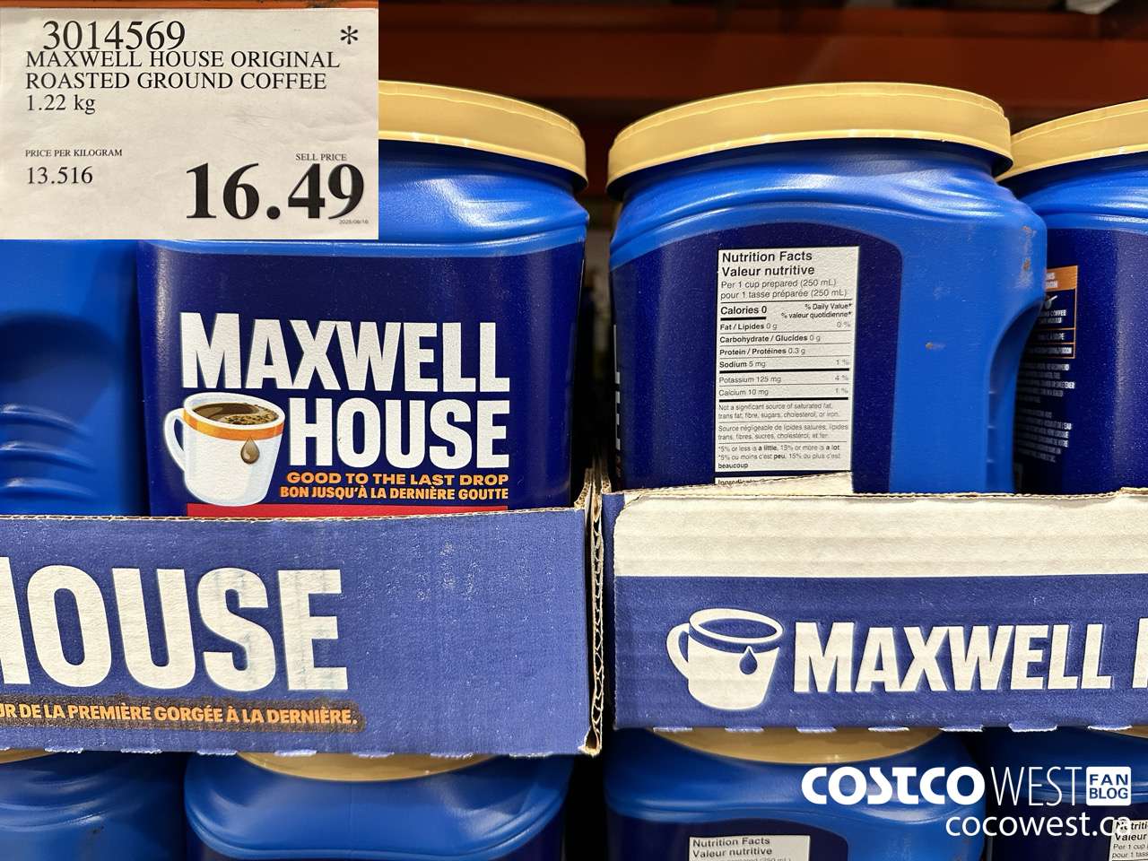 3014569 MAXWELL HOUSE ORIGINAL ROASTED GROUND COFFEE 1.22KG $16.49