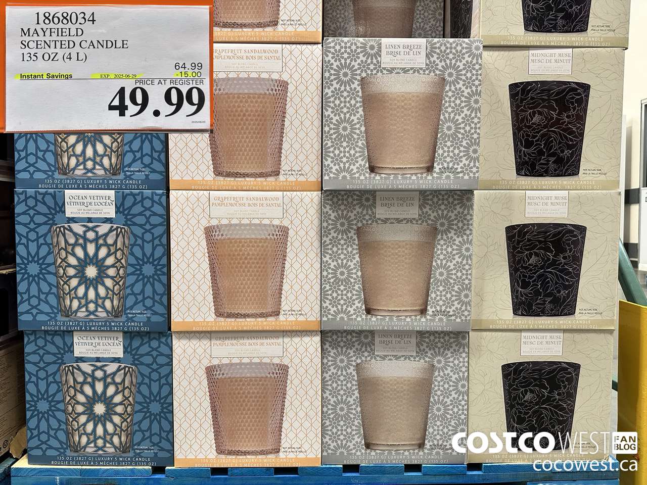 1868034 MAYFIELD SCENTED CANDLE 135 OZ (4L) ($15.00 INSTANT SAVINGS EXPIRES ON 2025-06-29) $49.99