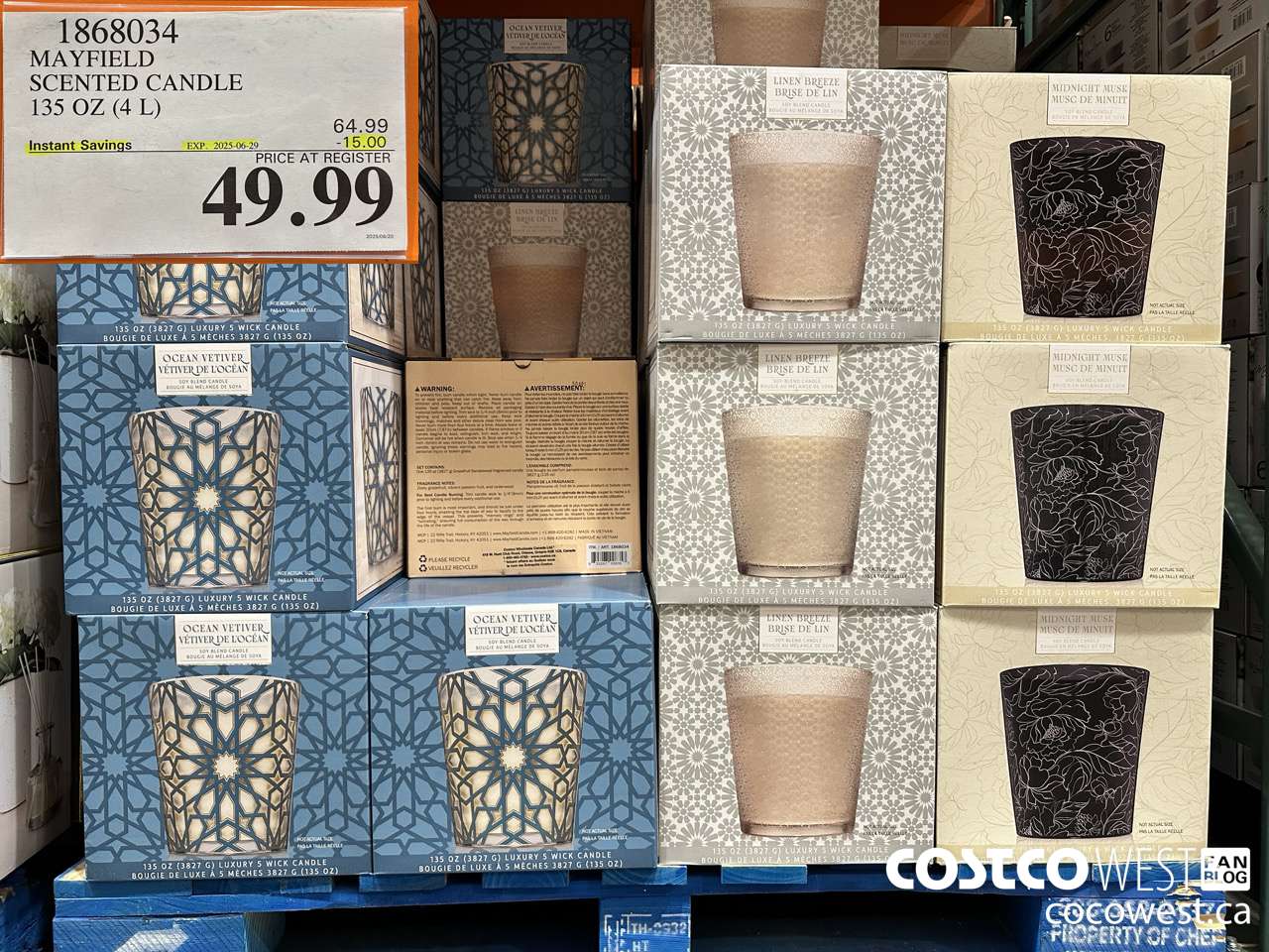 1868034 MAYFIELD SCENTED CANDLE 135 OZ (4L) ($15.00 INSTANT SAVINGS EXPIRES ON 2025-06-29) $49.99