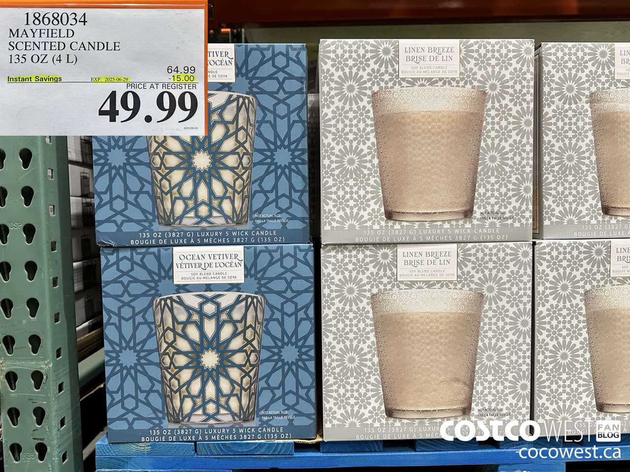 1868034 MAYFIELD SCENTED CANDLE 135 OZ (4L) ($15.00 INSTANT SAVINGS EXPIRES ON 2025-06-29) $49.99