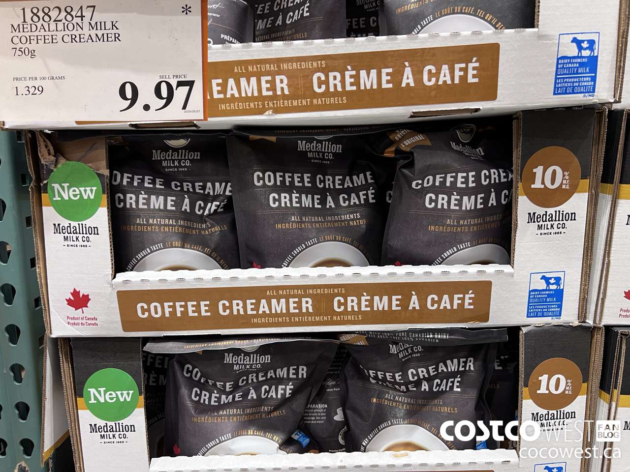 1882847 MEDALLION MILK COFFEE CREAMER 750ML $9.97