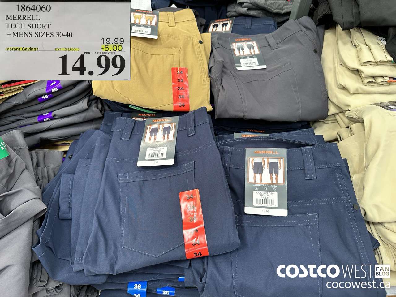 1864060 MERRELL TECH SHORT MENS SIZES 30-40 ($5.00 INSTANT SAVINGS EXPIRES ON 2025-06-15) $14.99