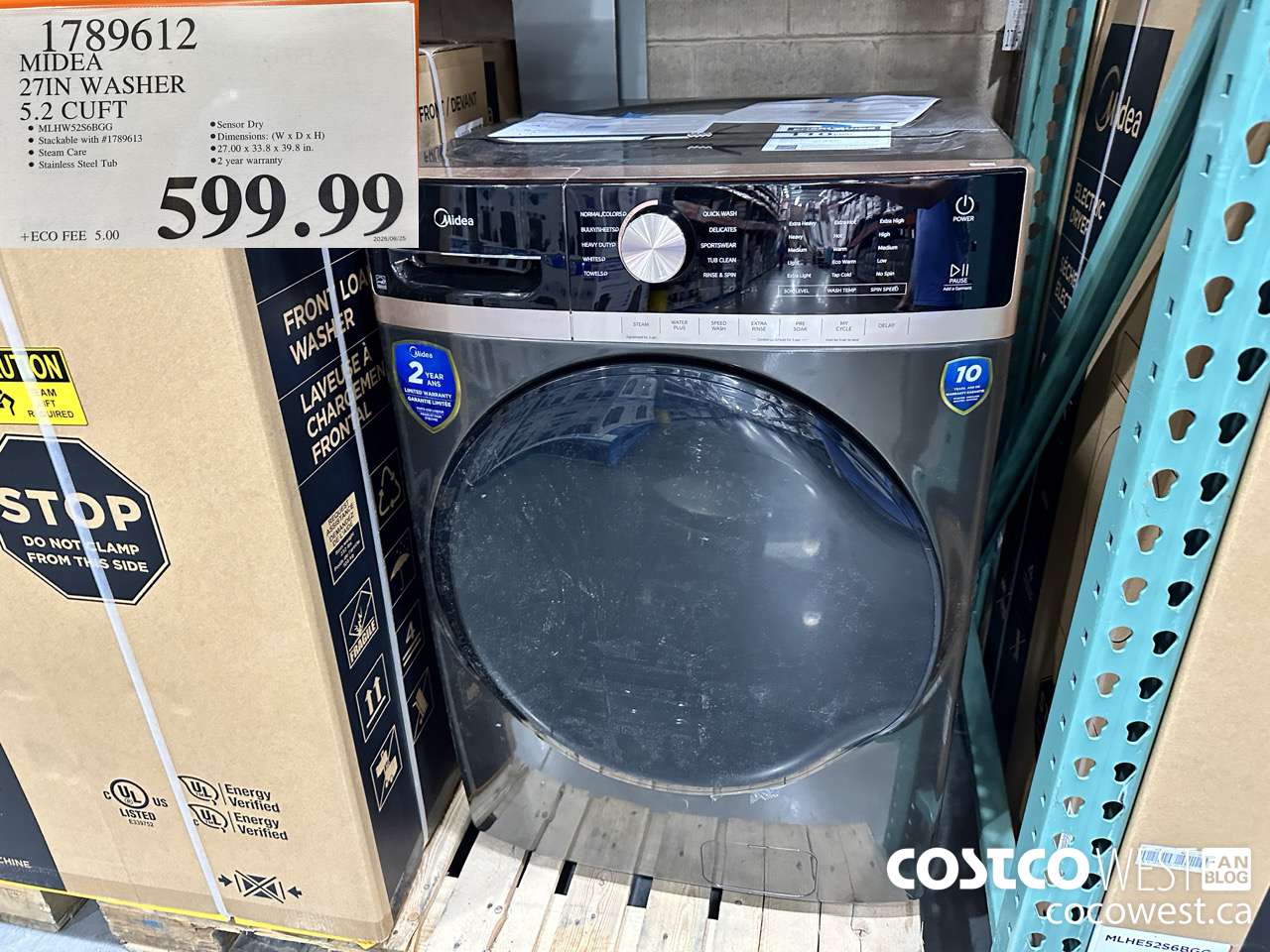 1789612 MIDEA 27IN WASHER 5.2CUFT $599.99