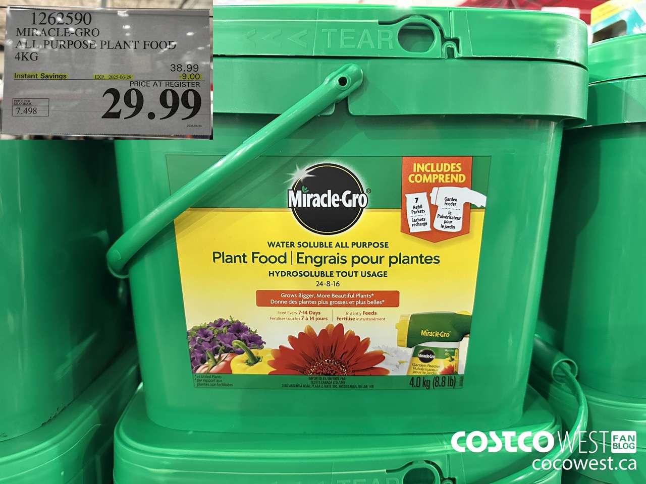1262590 MIRACLE-GRO ALL PURPOSE PLANT FOOD 4KG ($9.00 INSTANT SAVINGS EXPIRES ON 2025-06-29) $29.99