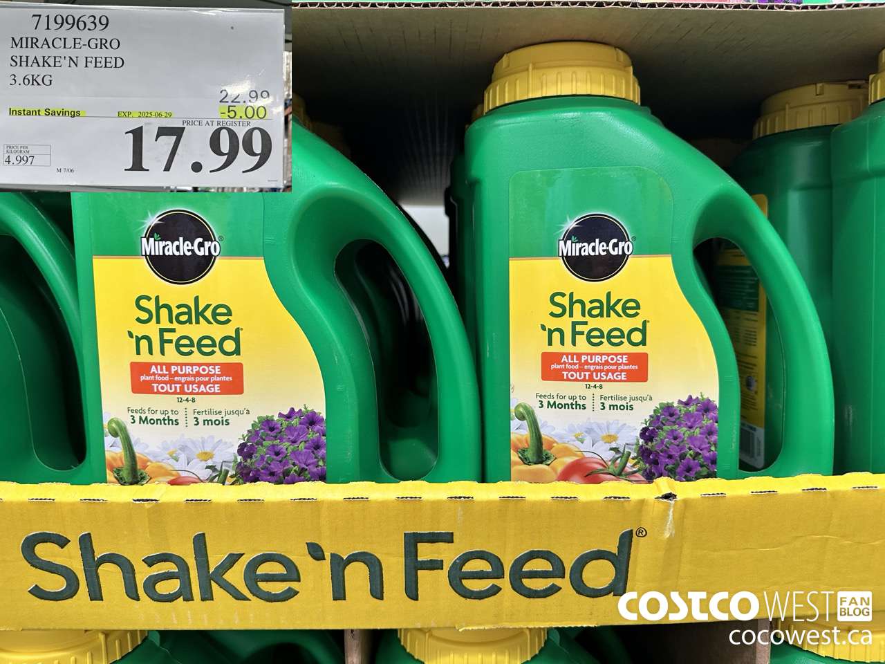7199639 MIRACLE-GRO SHAKE'N FEED 3.6KG ($5.00 INSTANT SAVINGS EXPIRES ON 2025-06-29) $17.99