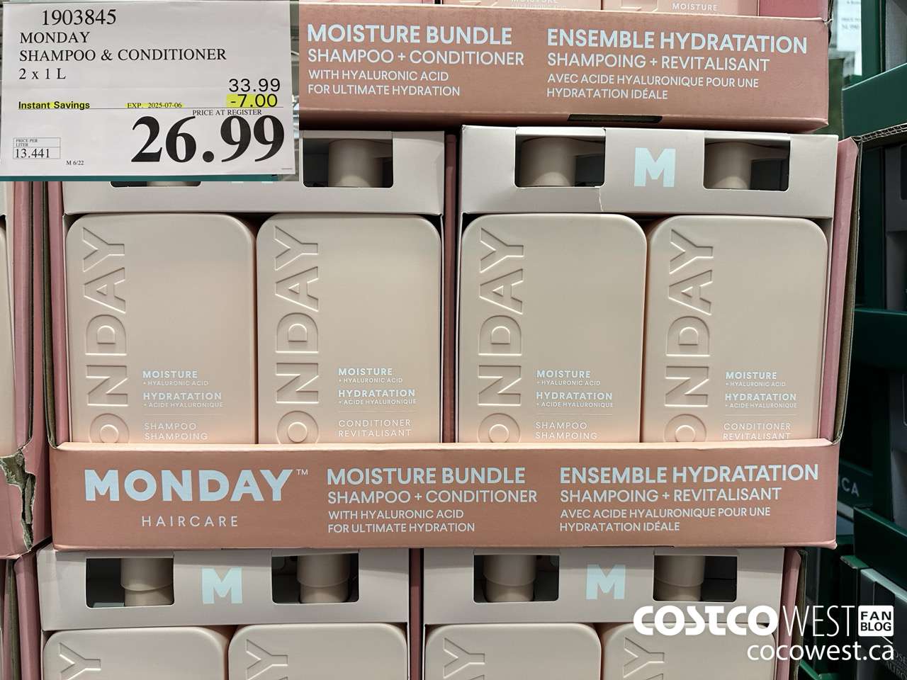 1903845 MONDAY SHAMPOO & CONDITIONER 2 X 1L ($7.00 INSTANT SAVINGS EXPIRES ON 2025-07-06) $26.99