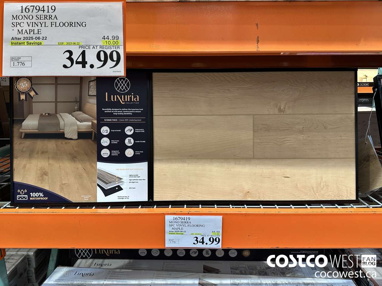 1679419 MONO SERRA SPC VINYL FLOORING MAPLE ($10.00 INSTANT SAVINGS EXPIRES ON 2025-06-22) $34.99