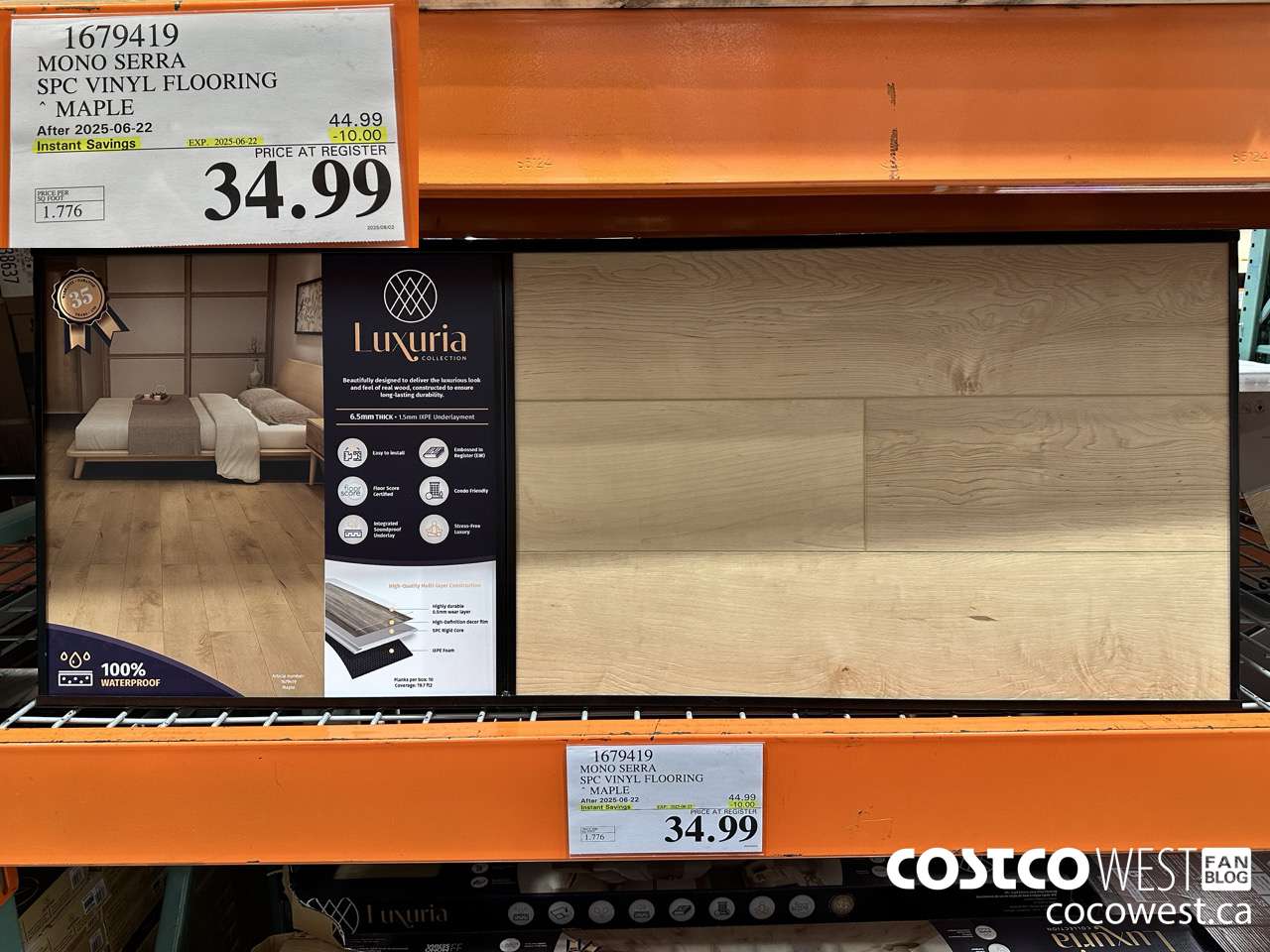 1679419 MONO SERRA SPC VINYL FLOORING MAPLE ($10.00 INSTANT SAVINGS EXPIRES ON 2025-06-22) $34.99