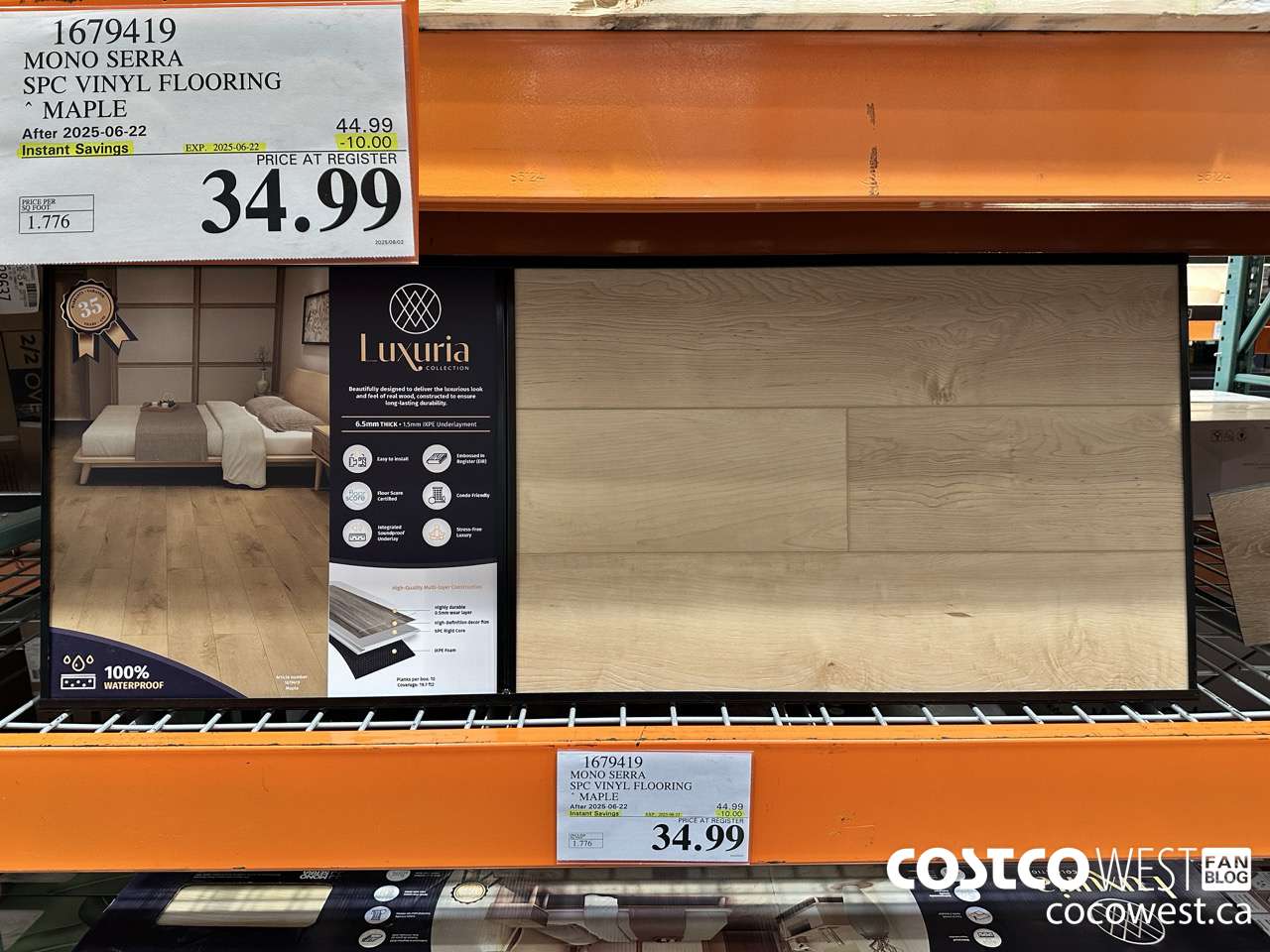 1679419 MONO SERRA SPC VINYL FLOORING MAPLE ($10.00 INSTANT SAVINGS EXPIRES ON 2025-06-22) $34.99