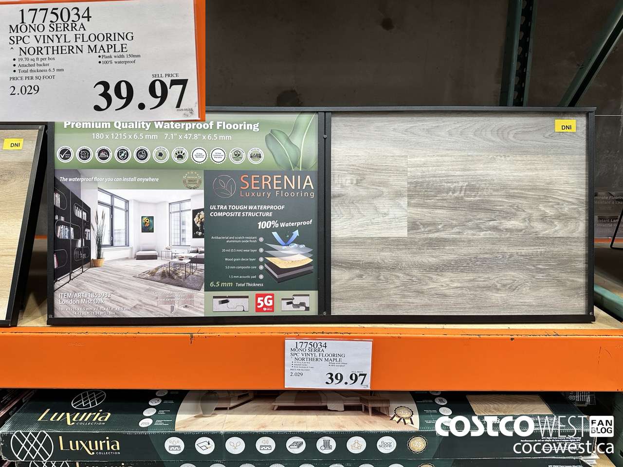 1775034 MONO SERRA SPC VINYL FLOORING NORTHERN MAPLE $39.97