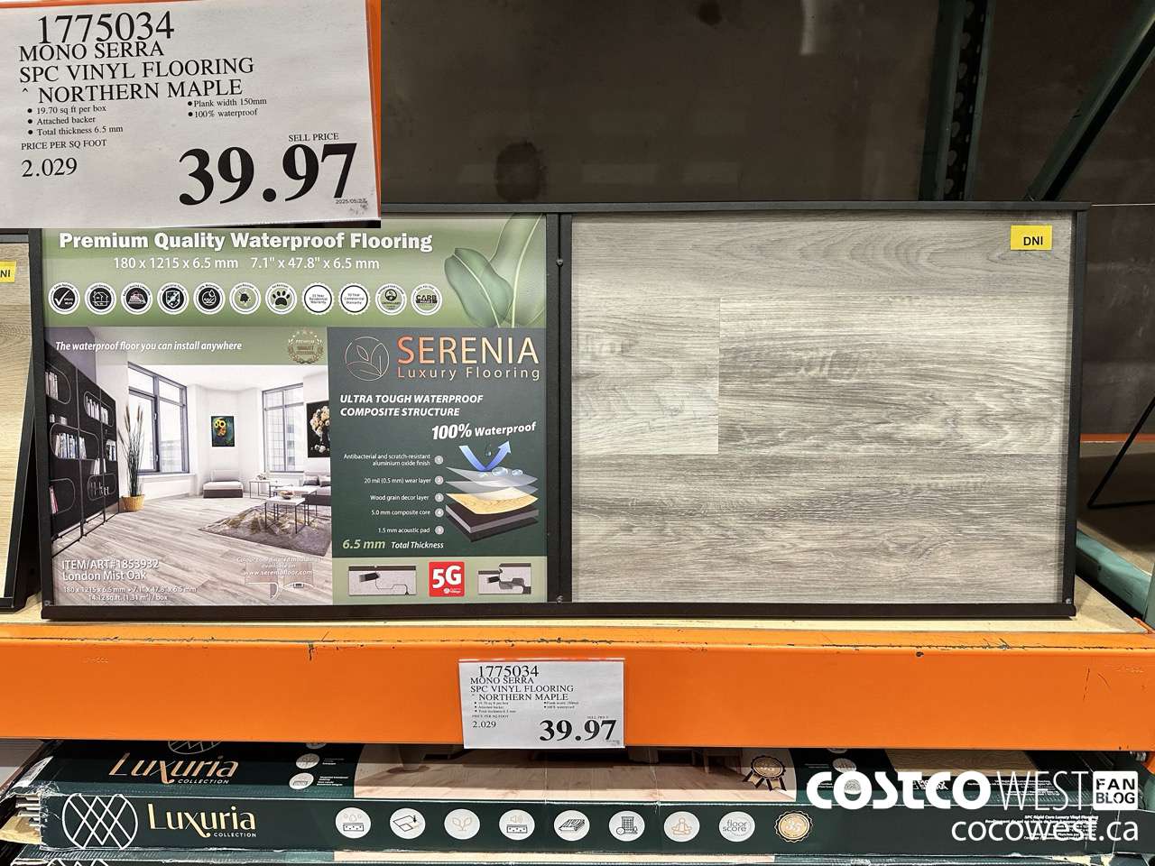 1775034 MONO SERRA SPC VINYL FLOORING NORTHERN MAPLE $39.97