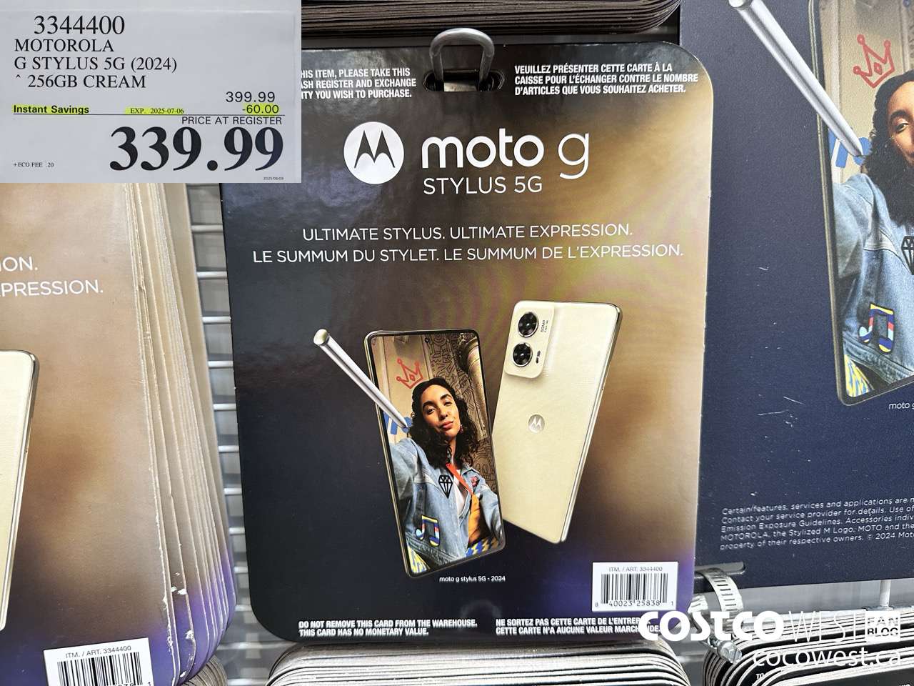 3344400 MOTOROLA G STYLUS 5G (2024) 256GB CREAM ($60.00 INSTANT SAVINGS EXPIRES ON 2025-07-06) $339.99