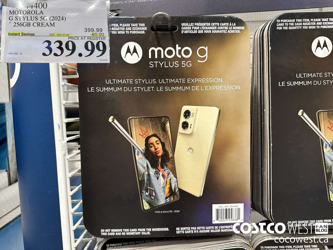 3344400 MOTOROLA G STYLUS 5G (2024) 256GB CREAM ($60.00 INSTANT SAVINGS EXPIRES ON 2025-07-06) $339.99