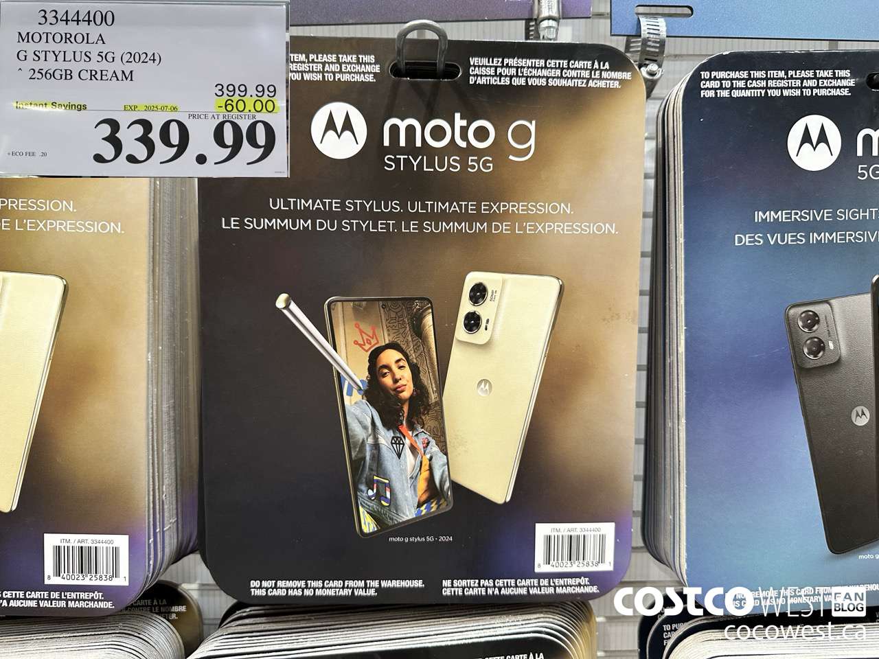 3344400 MOTOROLA G STYLUS 5G (2024) 256GB CREAM ($60.00 INSTANT SAVINGS EXPIRES ON 2025-07-06) $339.99