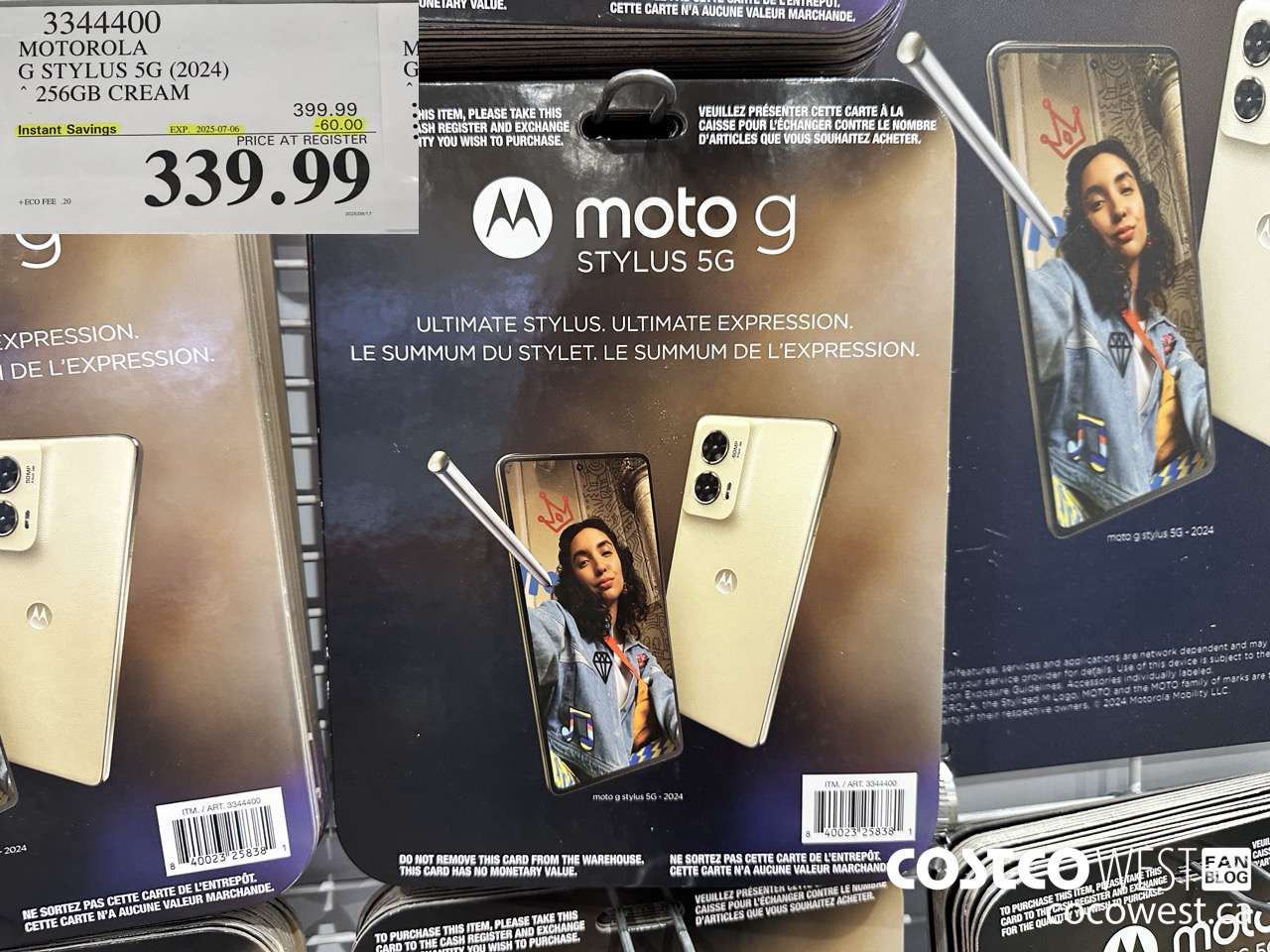 3344400 MOTOROLA G STYLUS 5G (2024) 256GB CREAM ($60.00 INSTANT SAVINGS EXPIRES ON 2025-07-06) $339.99
