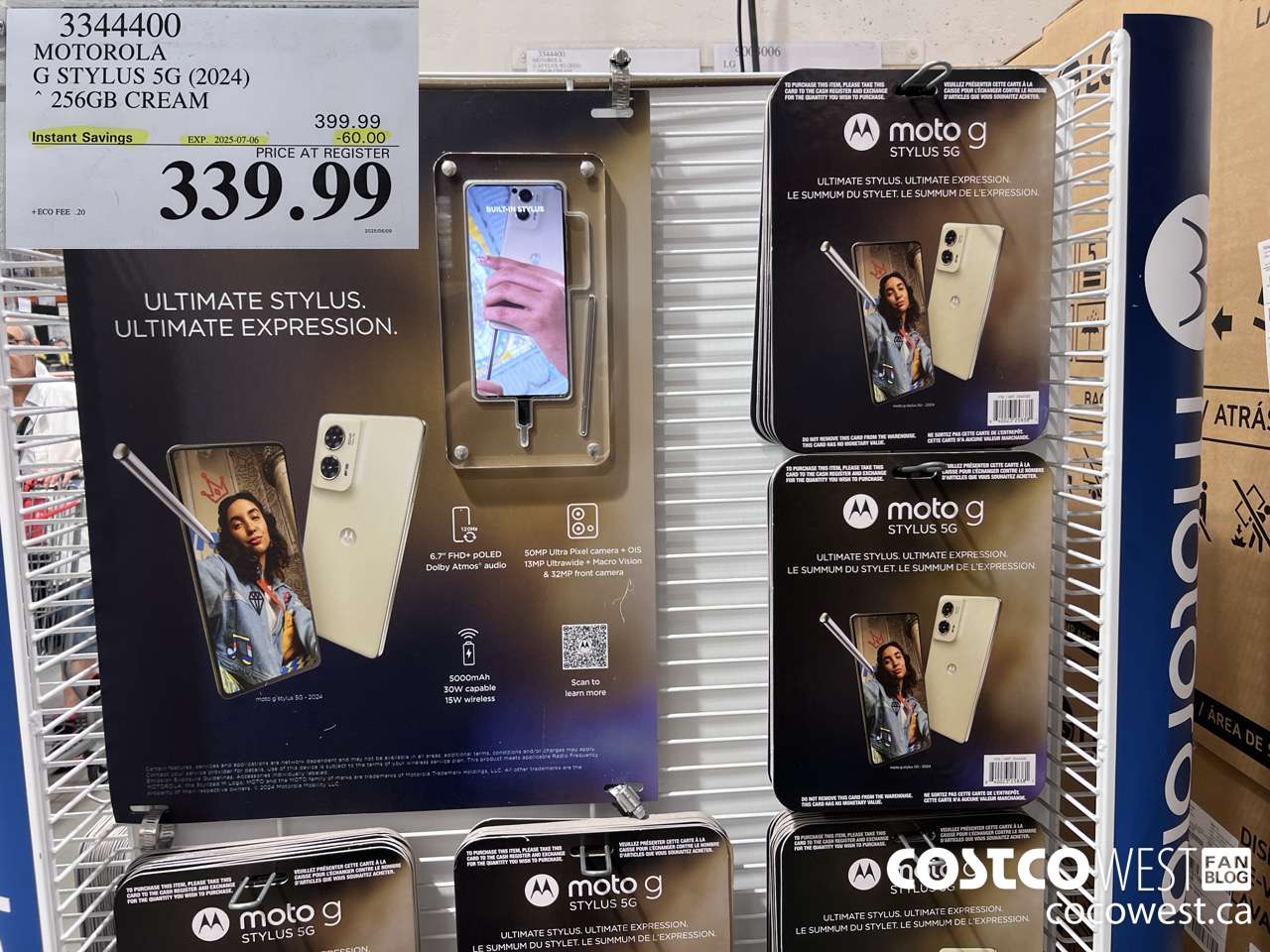3344400 MOTOROLA G STYLUS 5G (2024) 256GB CREAM ($60.00 INSTANT SAVINGS EXPIRES ON 2025-07-06) $339.99