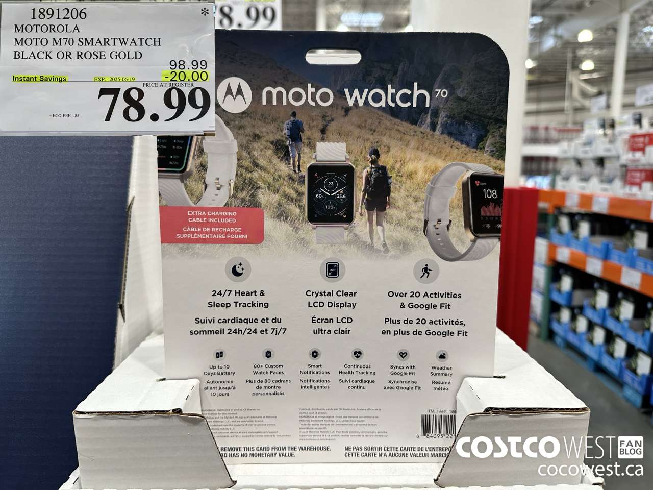 1891206 MOTOROLA MOTO M70 SMARTWATCH BLACK ($20.00 INSTANT SAVINGS EXPIRES ON 2025-06-19) $78.99
