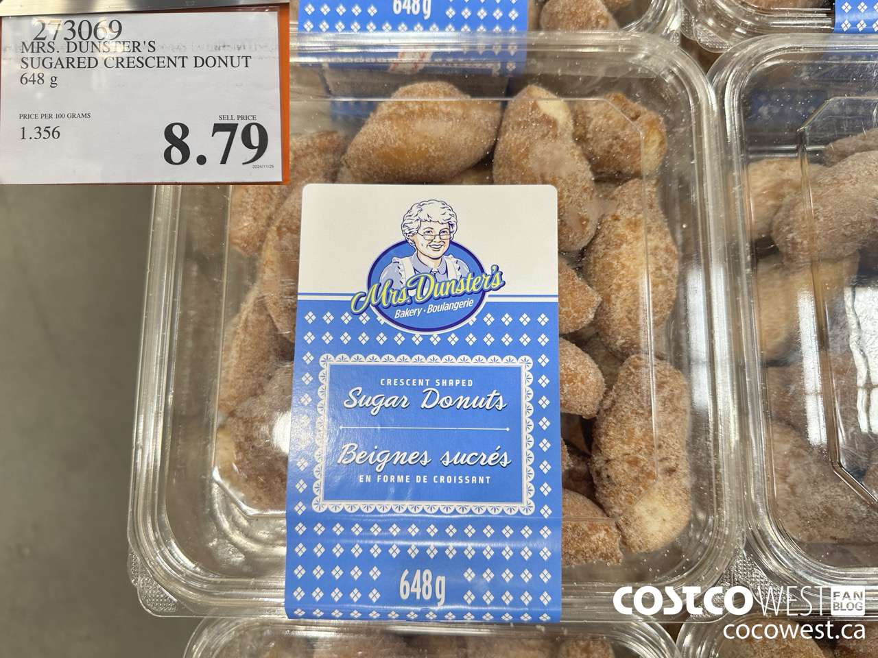 273069 MRS. DUNSTER'S SUGARED CRESCENT DONUT 648G $8.79