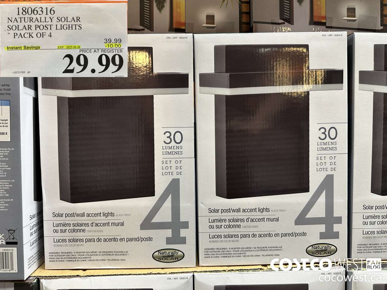 1806316 NATURALLY SOLAR SOLAR POST LIGHTS PACK OF 4 ($10.00 INSTANT SAVINGS EXPIRES ON 2025-06-08) $29.99