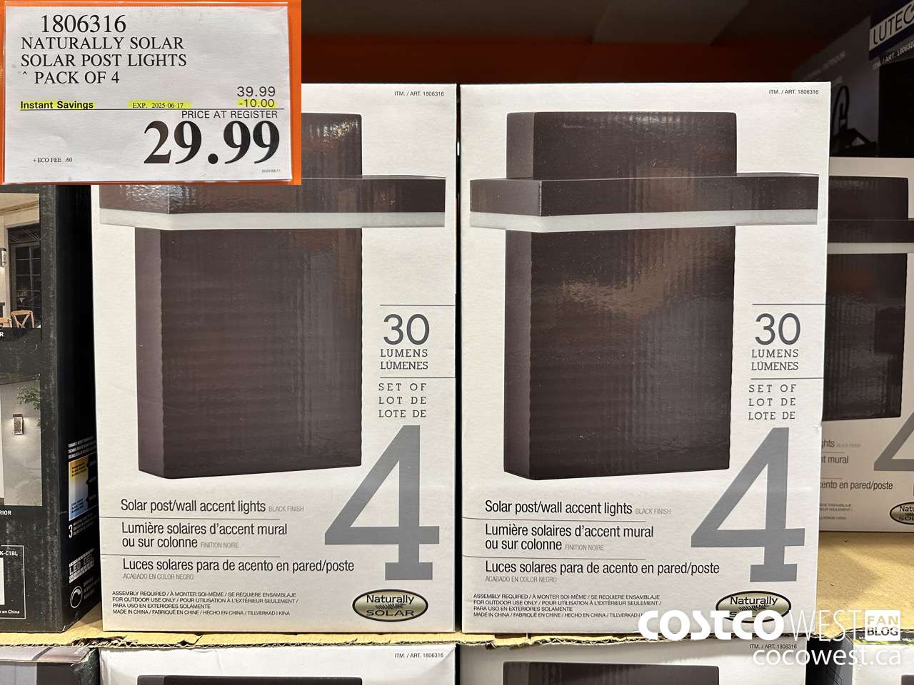 1806316 NATURALLY SOLAR SOLAR POST LIGHTS PACK OF 4 ($10.00 INSTANT SAVINGS EXPIRES ON 2025-06-17) $29.99